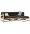 vidaXL 4 Piece Garden Sofa Set Solid Wood Pine