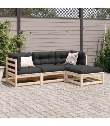 vidaXL 4 Piece Garden Sofa Set Solid Wood Pine