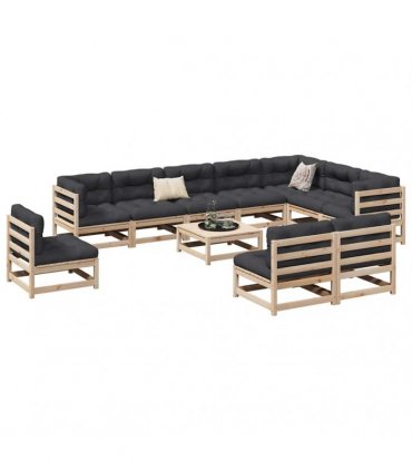 vidaXL 11 Piece Garden Sofa Set Solid Wood Pine