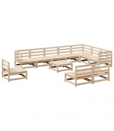 vidaXL 11 Piece Garden Sofa Set Solid Wood Pine