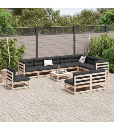 vidaXL 11 Piece Garden Sofa Set Solid Wood Pine