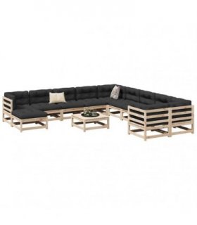 vidaXL 12 Piece Garden Sofa Set Solid Wood Pine