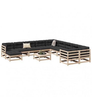 vidaXL 12 Piece Garden Sofa Set Solid Wood Pine