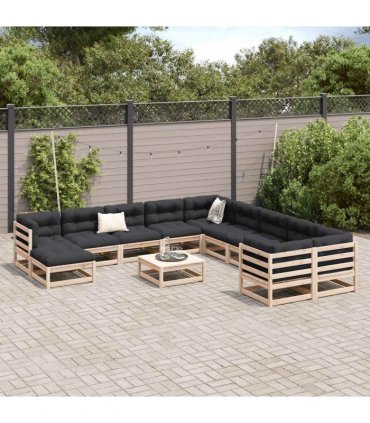vidaXL 12 Piece Garden Sofa Set Solid Wood Pine