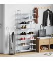 vidaXL Shoe Rack with 8 Shelves Metal and Non-woven Fabric Silver