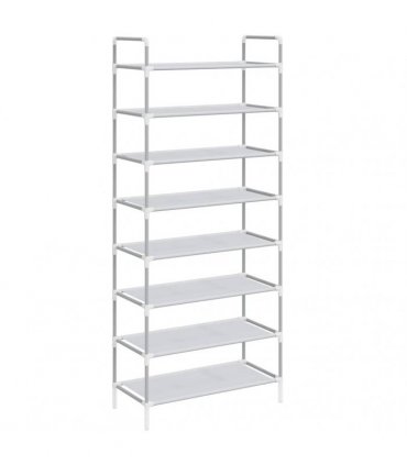 vidaXL Shoe Rack with 8 Shelves Metal and Non-woven Fabric Silver