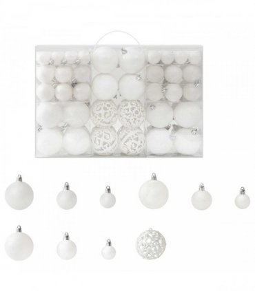vidaXL 100 Piece Christmas Ball Set White