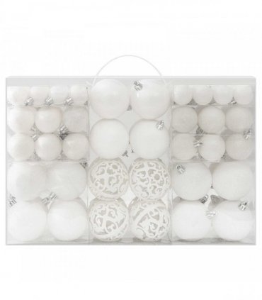vidaXL 100 Piece Christmas Ball Set White