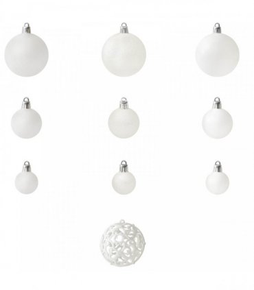 vidaXL 100 Piece Christmas Ball Set White