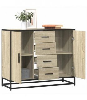 vidaXL Sideboard Sonoma Oak 92x35x76 cm Engineered Wood