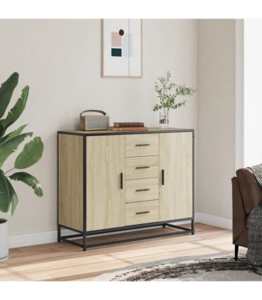 vidaXL Sideboard Sonoma Oak 92x35x76 cm Engineered Wood