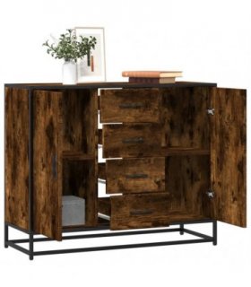 vidaXL Sideboard Smoked Oak 92x35x76 cm Engineered Wood