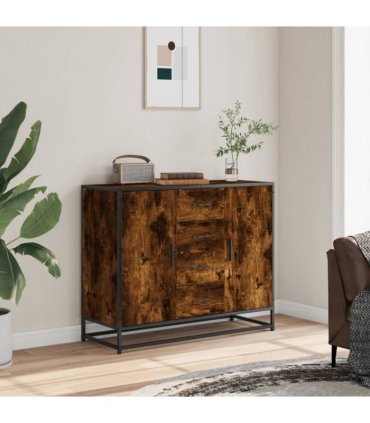 vidaXL Sideboard Smoked Oak 92x35x76 cm Engineered Wood