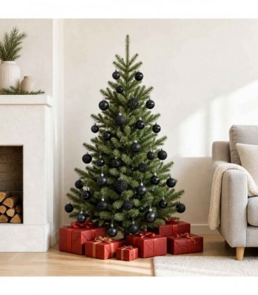 vidaXL 100 Piece Christmas Ball Set Black