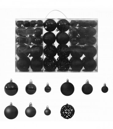 vidaXL 100 Piece Christmas Ball Set Black