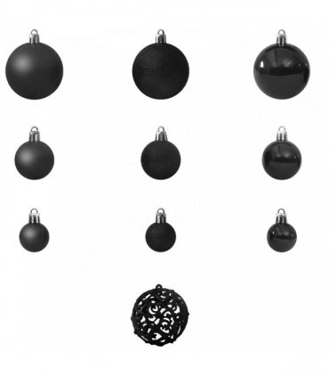 vidaXL 100 Piece Christmas Ball Set Black