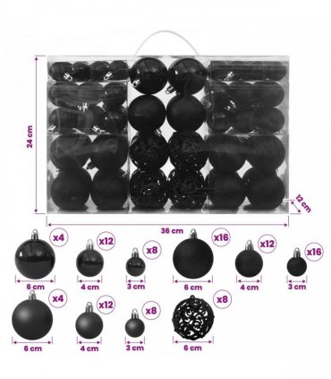 vidaXL 100 Piece Christmas Ball Set Black