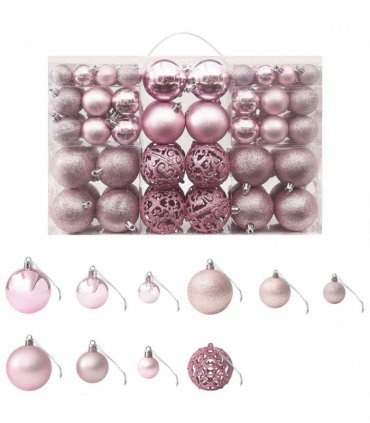 vidaXL 100 Piece Christmas Ball Set Pink