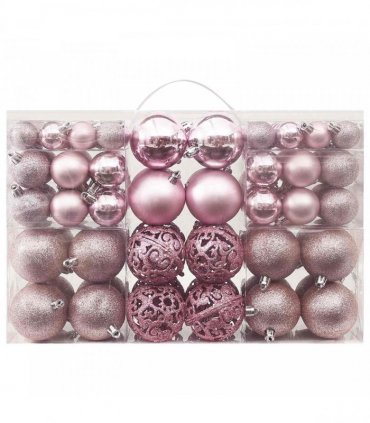 vidaXL 100 Piece Christmas Ball Set Pink