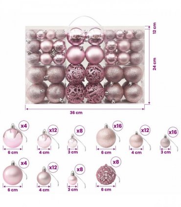 vidaXL 100 Piece Christmas Ball Set Pink