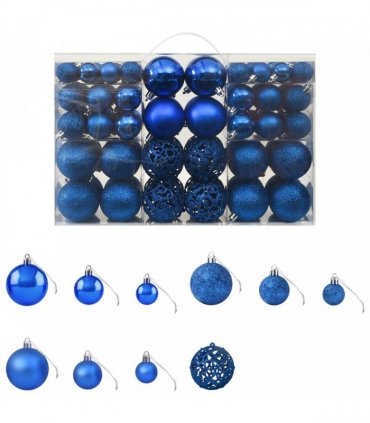 vidaXL 100 Piece Christmas Ball Set Blue