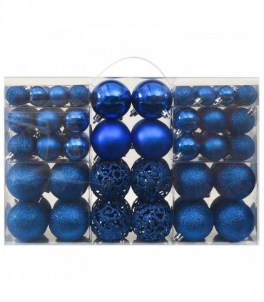 vidaXL 100 Piece Christmas Ball Set Blue