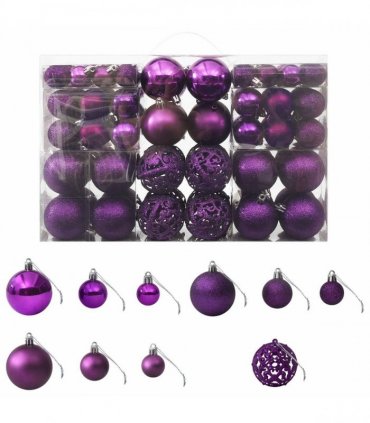 vidaXL 100 Piece Christmas Ball Set Purple