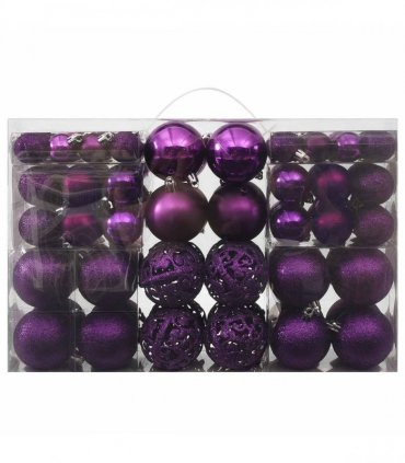 vidaXL 100 Piece Christmas Ball Set Purple