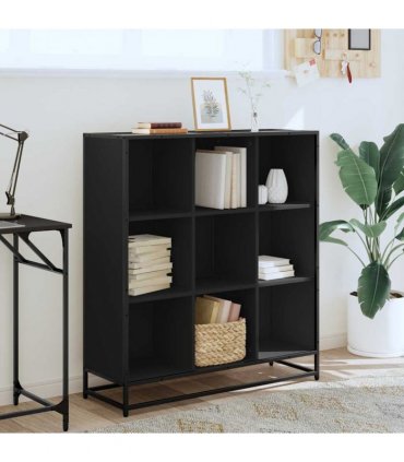 vidaXL Bookcase Black 97,5x33x107,5 cm Engineered Wood and Metal