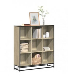vidaXL Bookcase Sonoma Oak 97,5x33x107,5 cm Engineered Wood and Metal