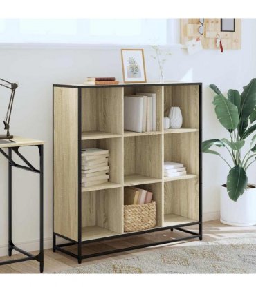 vidaXL Bookcase Sonoma Oak 97,5x33x107,5 cm Engineered Wood and Metal