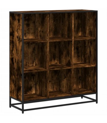 vidaXL Bookcase Smoked Oak 97,5x33x107,5 cm Engineered Wood and Metal