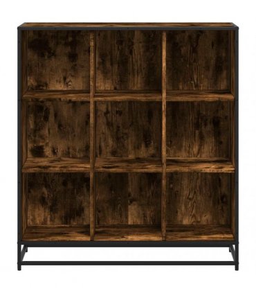 vidaXL Bookcase Smoked Oak 97,5x33x107,5 cm Engineered Wood and Metal