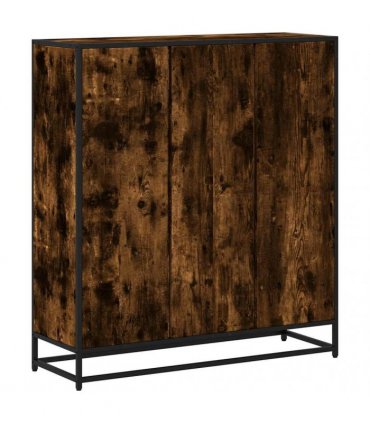 vidaXL Bookcase Smoked Oak 97,5x33x107,5 cm Engineered Wood and Metal