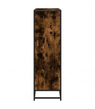 vidaXL Bookcase Smoked Oak 97,5x33x107,5 cm Engineered Wood and Metal