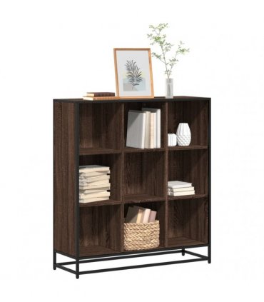 vidaXL Bookcase Brown Oak 97,5x33x107,5 cm Engineered Wood and Metal