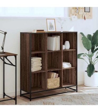 vidaXL Bookcase Brown Oak 97,5x33x107,5 cm Engineered Wood and Metal