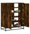 vidaXL Shoe Cabinet Smoked Oak 75x38x97,5 cm Engineered Wood and Metal