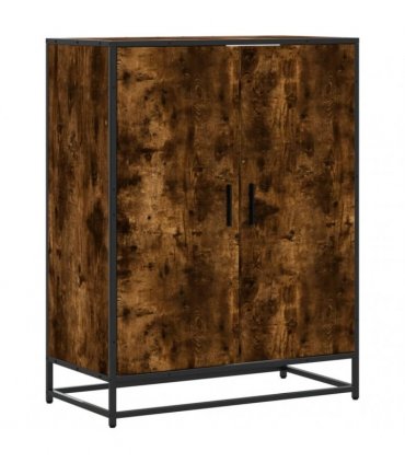 vidaXL Shoe Cabinet Smoked Oak 75x38x97,5 cm Engineered Wood and Metal