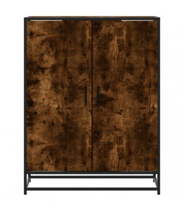 vidaXL Shoe Cabinet Smoked Oak 75x38x97,5 cm Engineered Wood and Metal