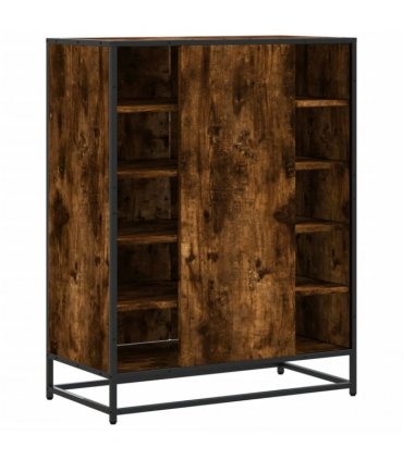 vidaXL Shoe Cabinet Smoked Oak 75x38x97,5 cm Engineered Wood and Metal