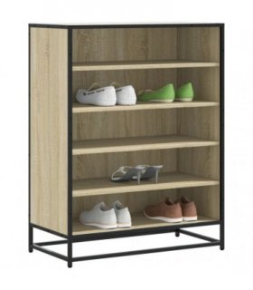 vidaXL Shoe Cabinet Sonoma Oak 75x38x97,5 cm Engineered Wood and Metal