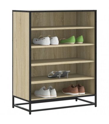 vidaXL Shoe Cabinet Sonoma Oak 75x38x97,5 cm Engineered Wood and Metal