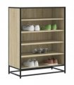 vidaXL Shoe Cabinet Sonoma Oak 75x38x97,5 cm Engineered Wood and Metal