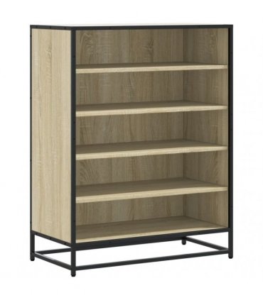 vidaXL Shoe Cabinet Sonoma Oak 75x38x97,5 cm Engineered Wood and Metal