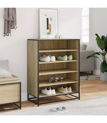 vidaXL Shoe Cabinet Sonoma Oak 75x38x97,5 cm Engineered Wood and Metal