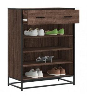 vidaXL Shoe Cabinet Brown Oak 75x38x97,5 cm Engineered Wood and Metal