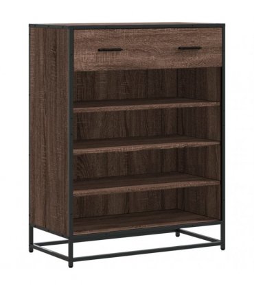 vidaXL Shoe Cabinet Brown Oak 75x38x97,5 cm Engineered Wood and Metal