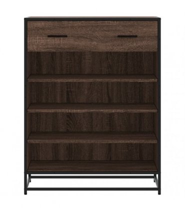 vidaXL Shoe Cabinet Brown Oak 75x38x97,5 cm Engineered Wood and Metal