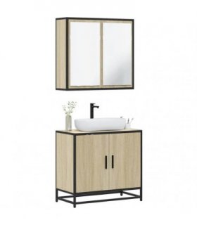vidaXL 2 Piece Bathroom Furniture Set Sonoma Oak Engineered Wood